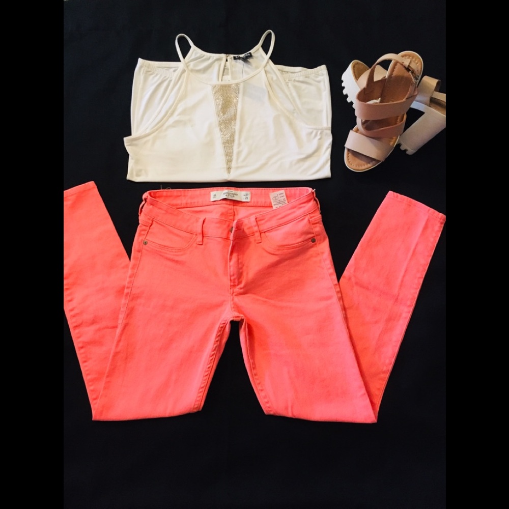 Abercrombie & Fitch neon pants fitted to the body